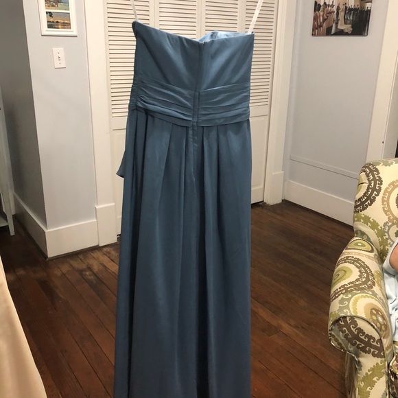 Blue Strapless Bridesmaids Dress - Picture 2 of 7